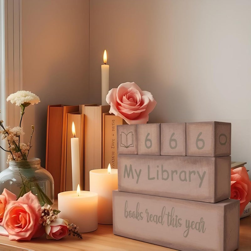 Amaiir Books Read This Year Counter Sign, Book Lovers Gifts for Women Readers, Bookshelf Decor for Bookish Room Accessories, Book Tracker Up to 999 - Image 5